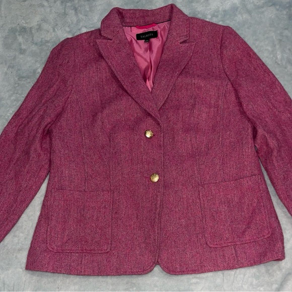 Talbots Jackets & Blazers - Talbots Raspberry-Pink Tweed Blazer with Gold Buttons